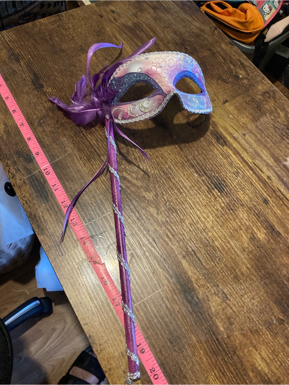 Venetian Masquerade mask on holding stick